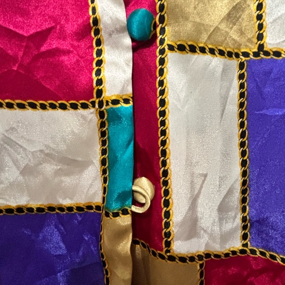 Vintage Colorblock Satin Button-Up Shirt Jacket - Multicolor - Picture 2 of 4